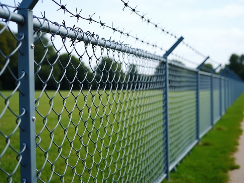 6 Foot Chain Link Fence With Barbed Wire