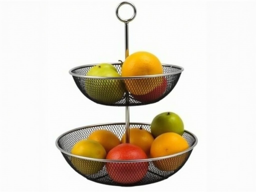 Oem Stainless Steel Two Tier Fruit Basket