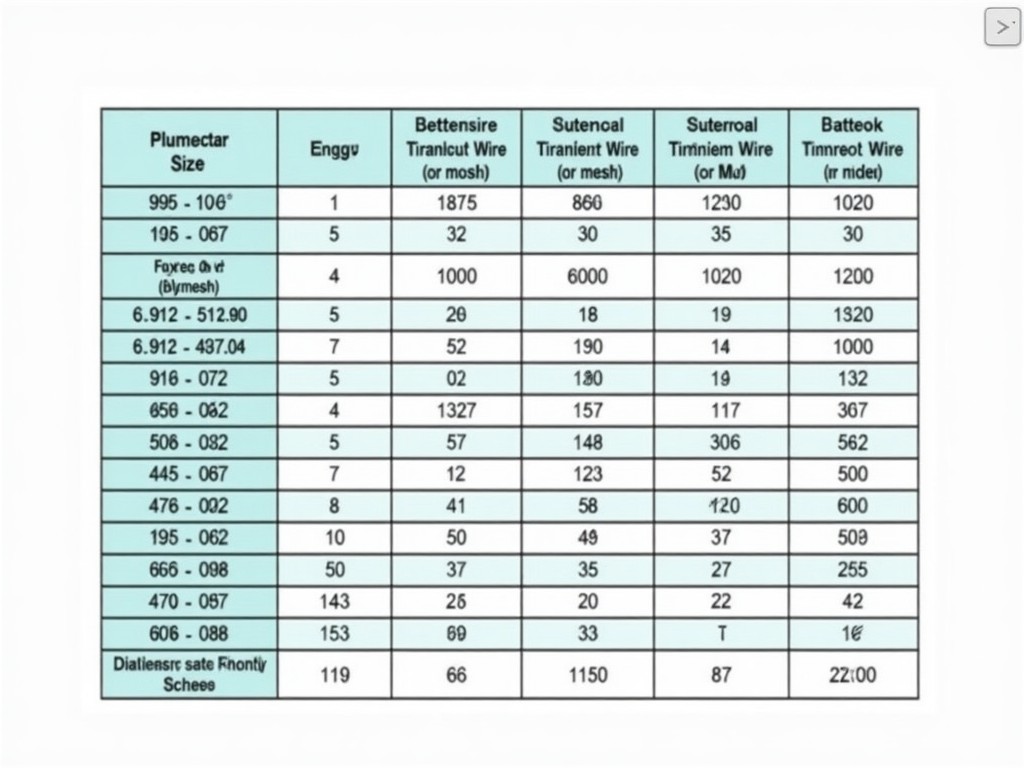 Stainless Steel Wire Mesh Screen Sizes Chart